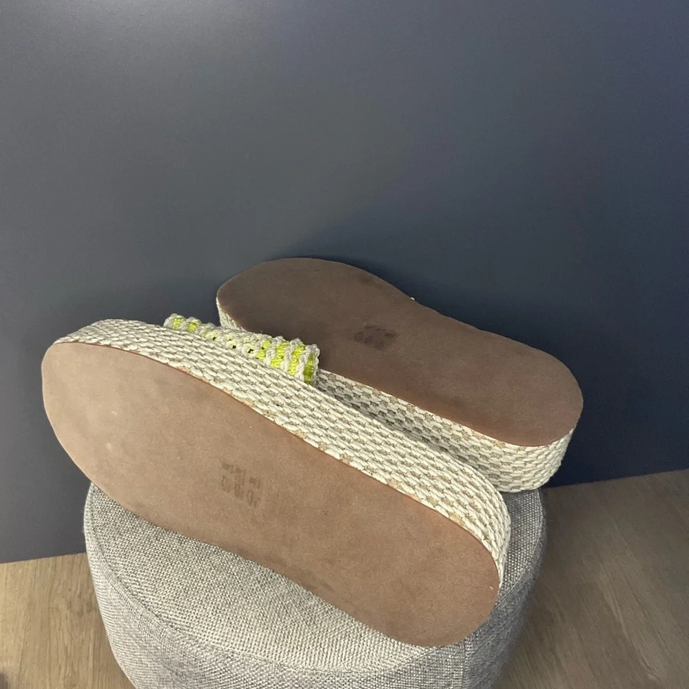 Rag N Bone Women‎ Logan Crochet Green Yellow Square Toe Platform Sandal 39